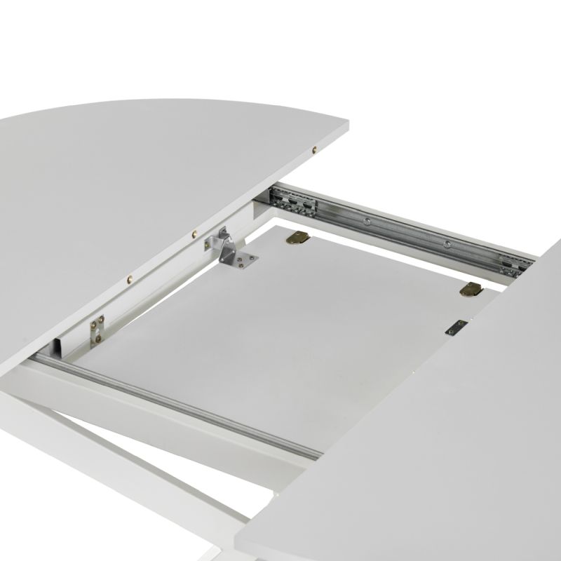 Okrúhly jedálenský rozkladací stôl, biela, 100-140 cm