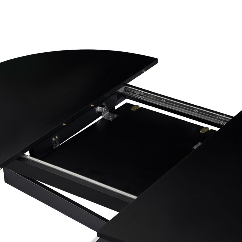 Okrúhly jedálenský rozkladací stôl, čierna, 100-140 cm