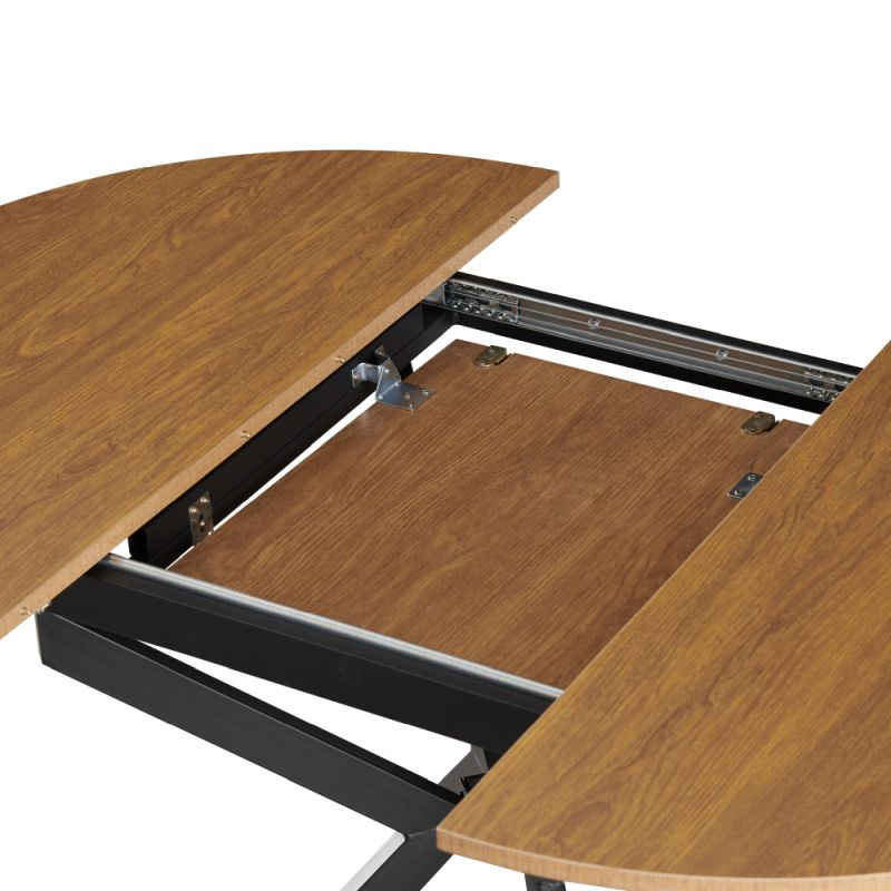 Okrúhly jedálenský rozkladací stôl, dub svetlý-čierna, 100-140 cm