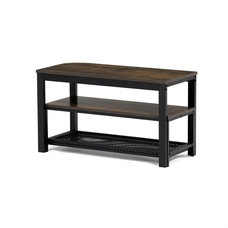 Botník čierny 2 police, MDF dekor staré drevo