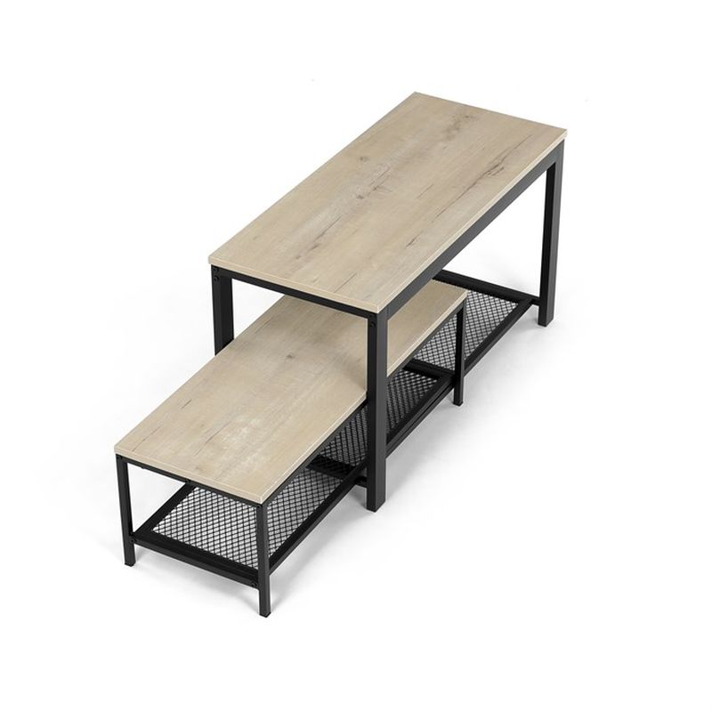 Botník čierny 2 police, MDF dekor dub sonoma