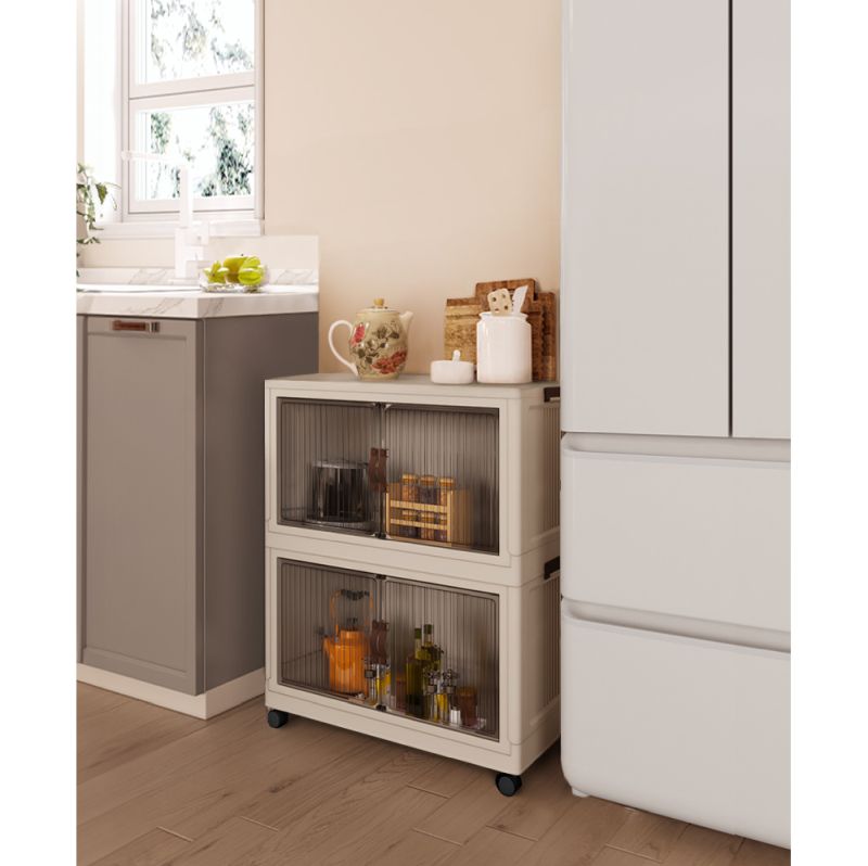 Praktická plastová skladacia skrinka, biela-hnedá TYP 1