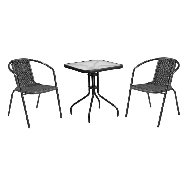 Záhradná stohovateľná stolička, oceľ-plast, čierna