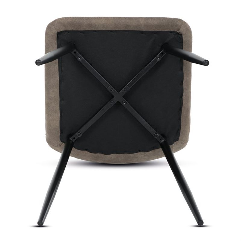 Jedálenská minimalistická stolička v industriálnom štýle, hnedá vintage látka