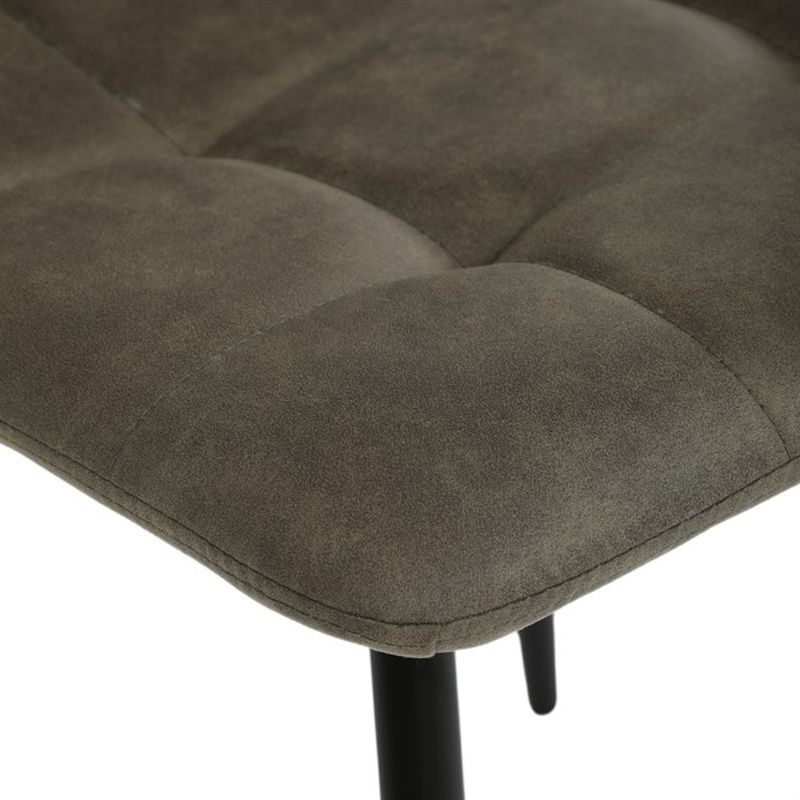 Jedálenská minimalistická stolička v industriálnom štýle, zelená vintage látka