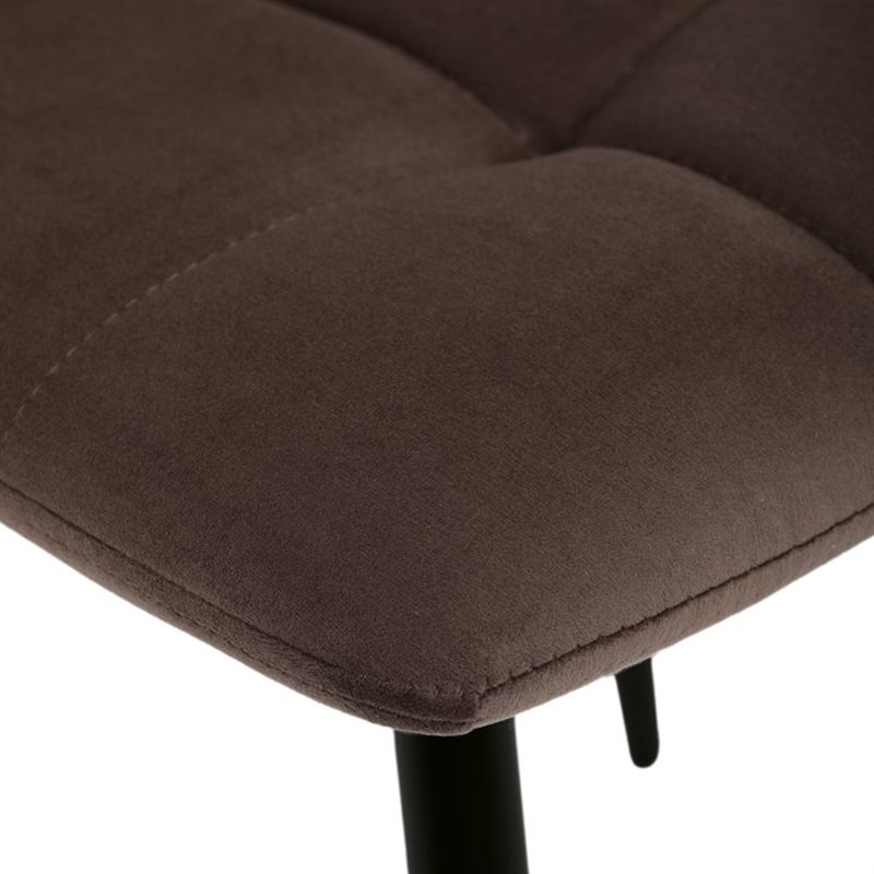 Jedálenská minimalistická stolička v industriálnom štýle, hnedá zamatová látka