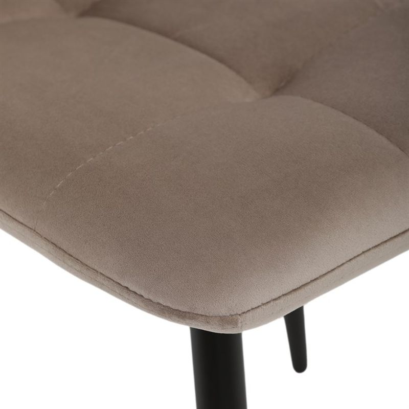 Jedálenská minimalistická stolička v industriálnom štýle, krémová zamatová látka