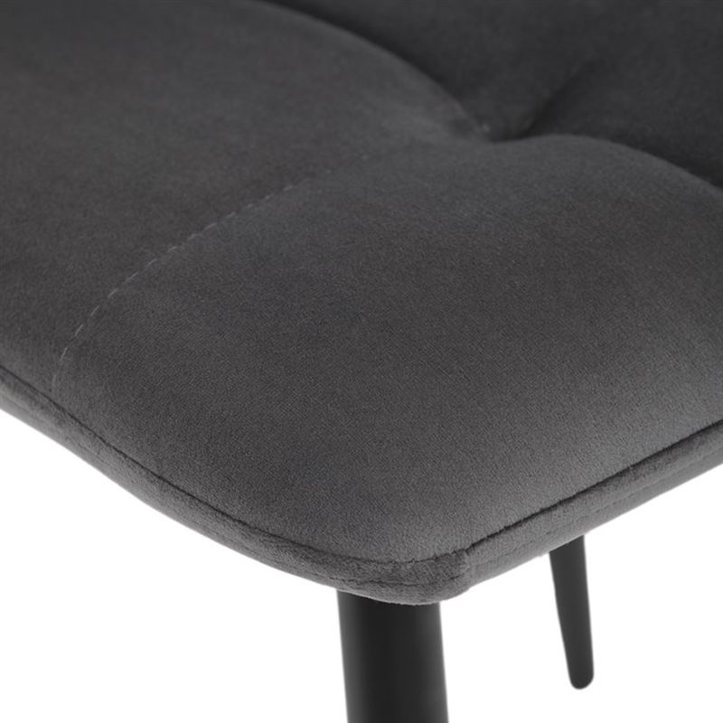 Jedálenská minimalistická stolička v industriálnom štýle, sivá zamatová látka