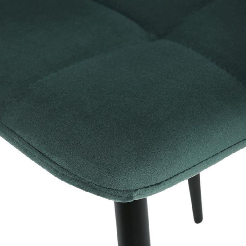 Jedálenská minimalistická stolička v industriálnom štýle, zelená zamatová látka