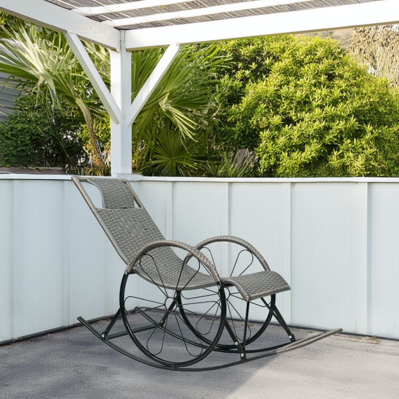 Hojdacie kreslo, ratan-kov, sivá