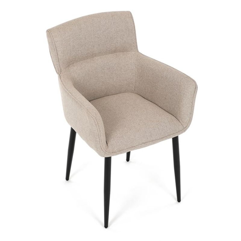 Stolička jedálenská, krémová látka, čierny matný lak