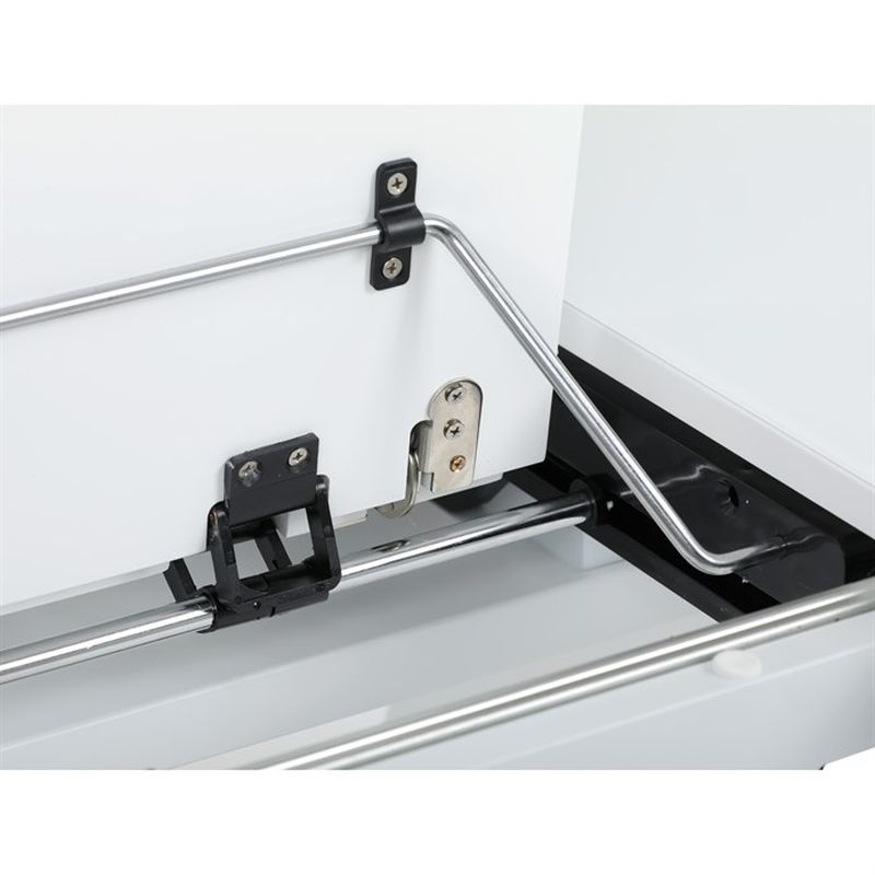 Stôl jedálenský rozkladací 160+50, biely matný lak, tvrdené sklo