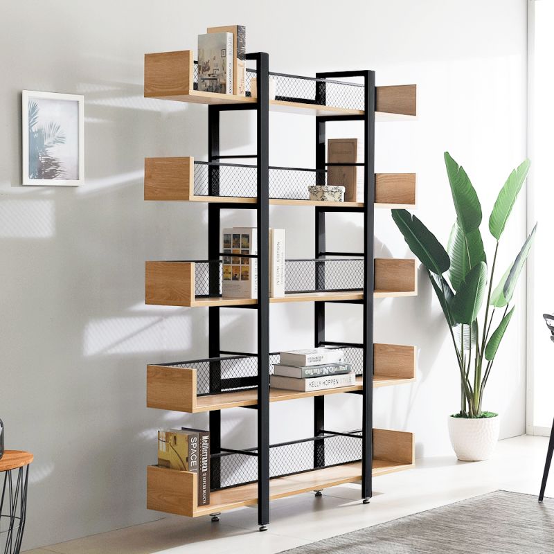 5-policový regál, dub-čierna