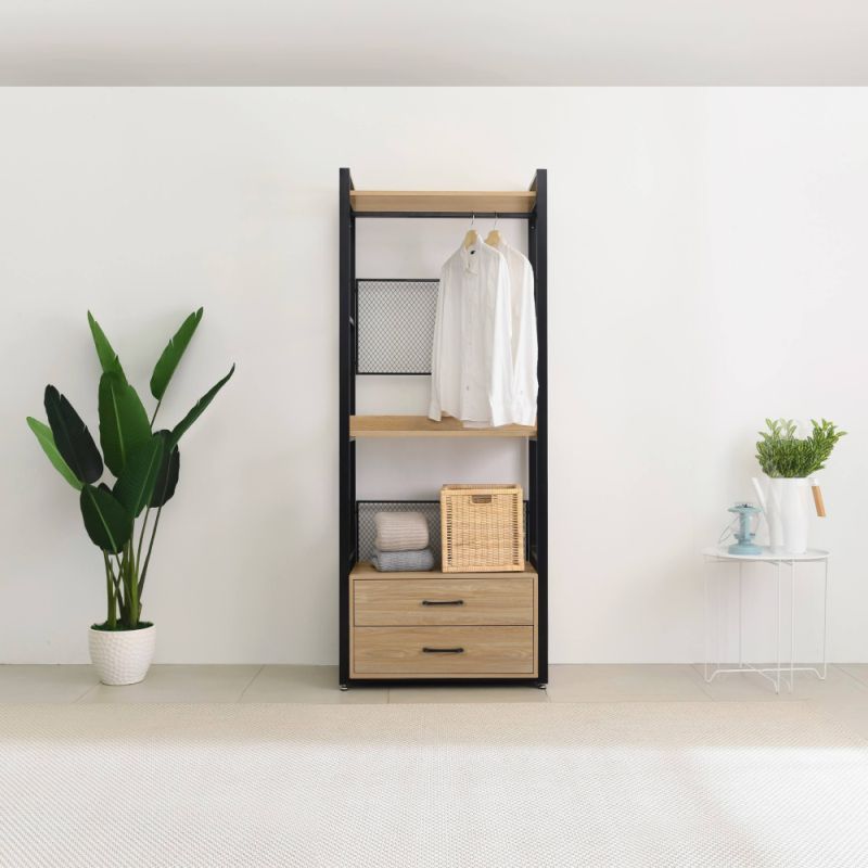 Štýlový regál so zásuvkami TYP1, dub-čierna