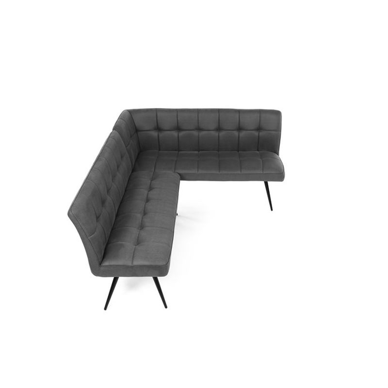 Lavica rohová, sivá látka v dekore brúsenej kože, čierny kov