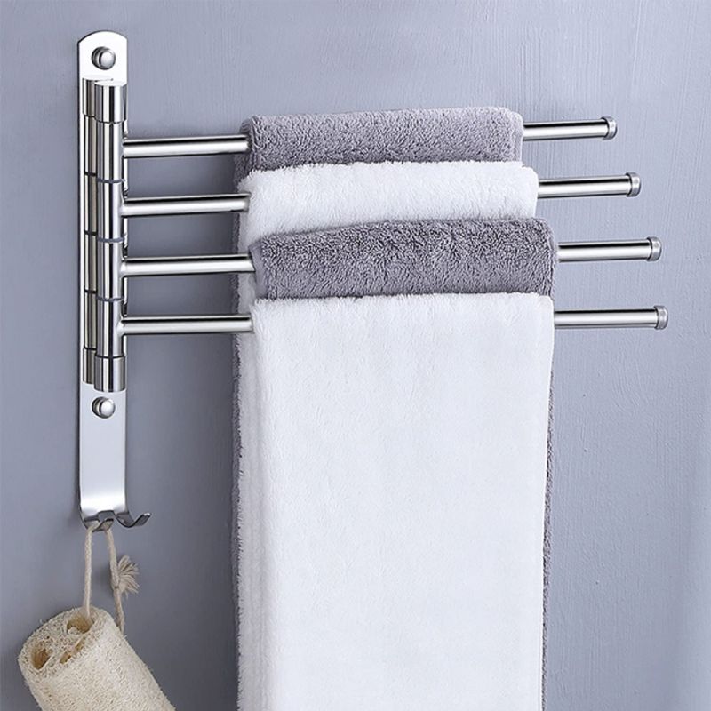 Elegantný nástenný držiak na uteráky, strieborný