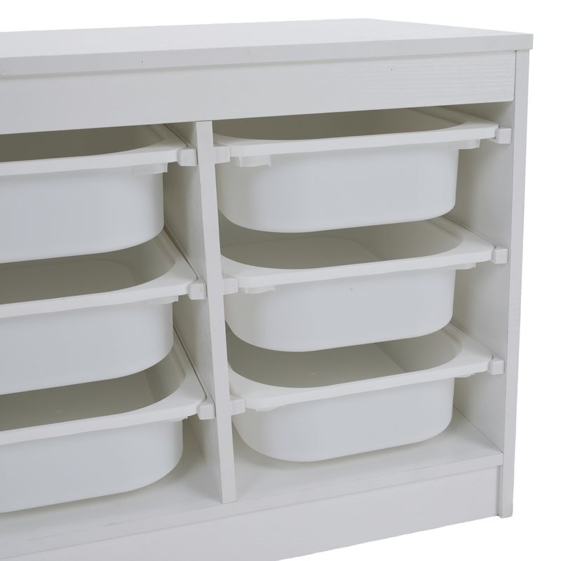 Organizér s úložnými boxami z MDF v bielej farbe