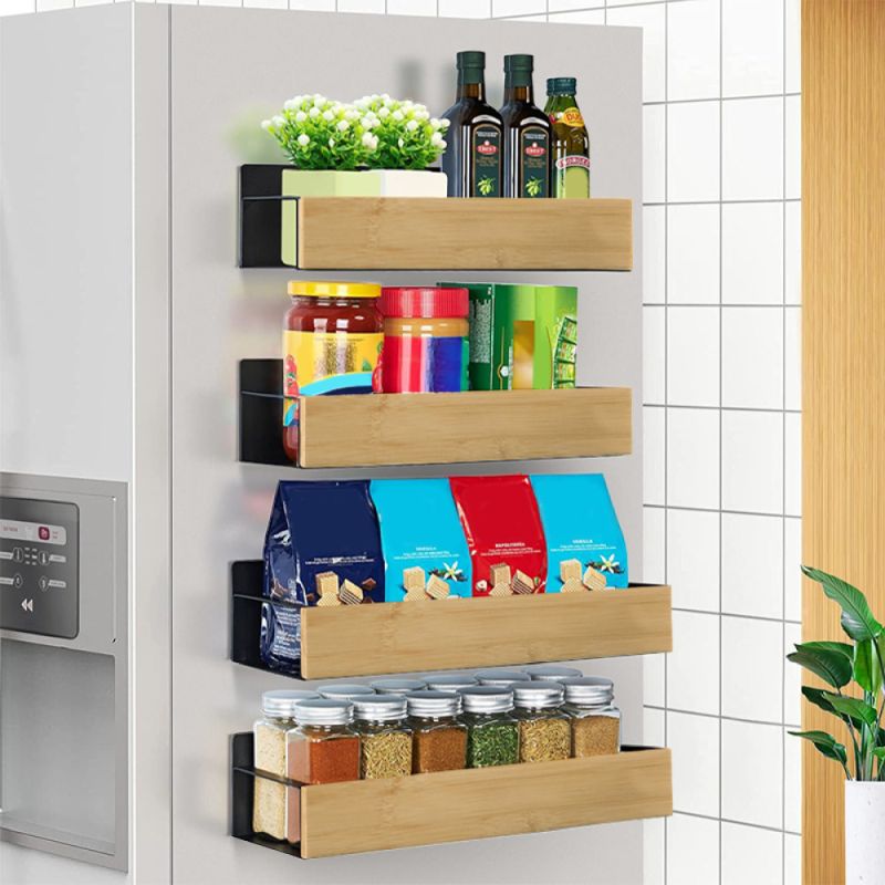 Praktické magnetické poličky, 4 ks, hnedá-čierna