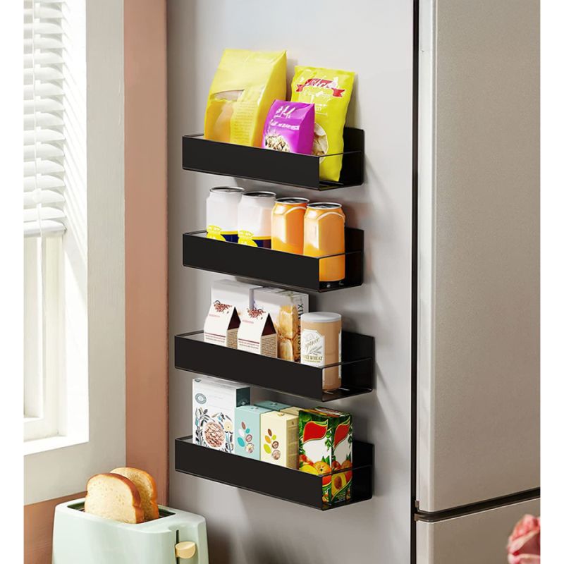 Praktické magnetické poličky, 4 ks, čierne