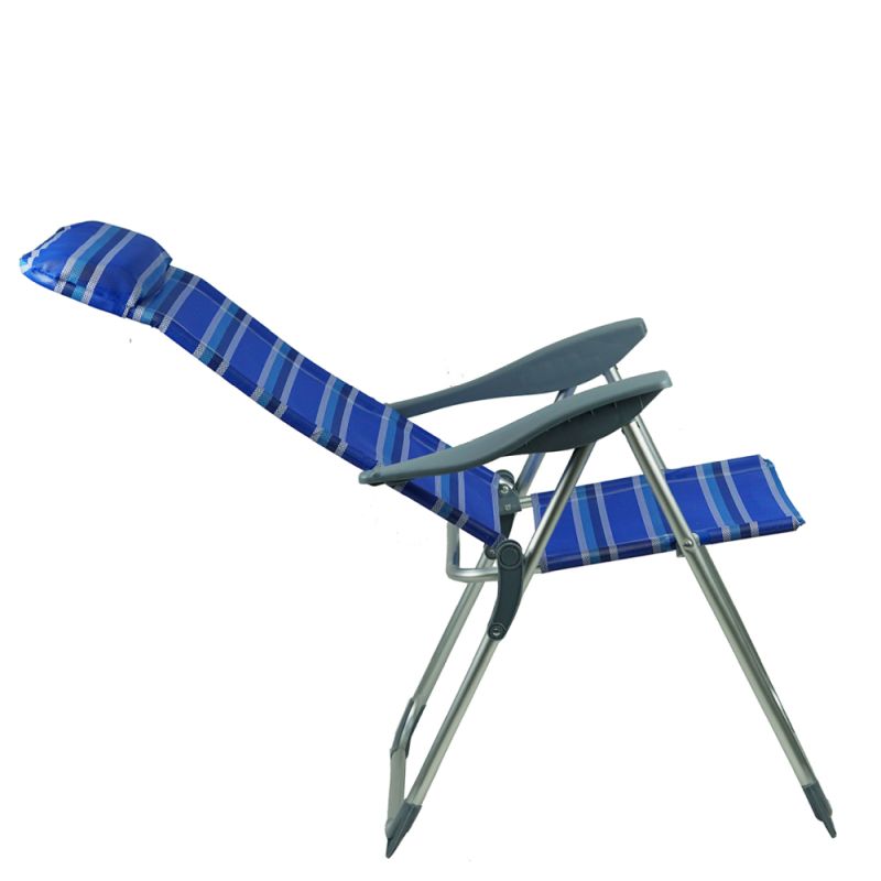 Záhradné polohovacie kreslo, modrá-sivá