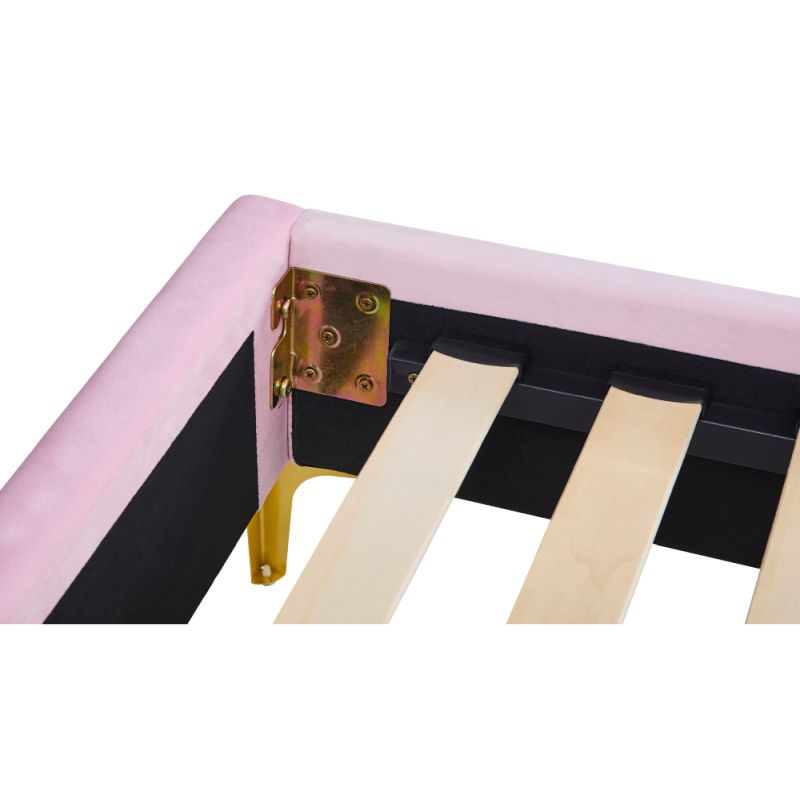 Štýlová posteľ 140x200, ružová Velvet látka