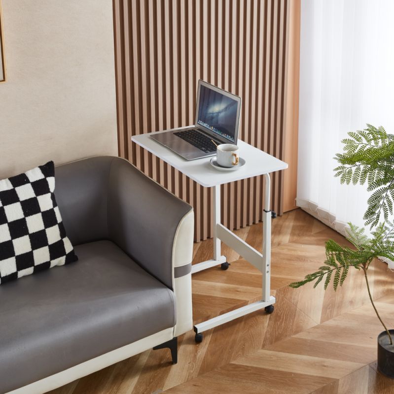 Nastaviteľný PC stôl s kolieskami, biely