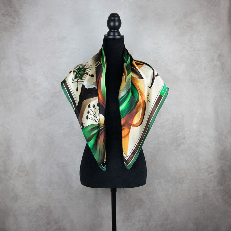 Módna hodvábna šatka KAMZÍK - ZELENÝ, 90 x 90cm