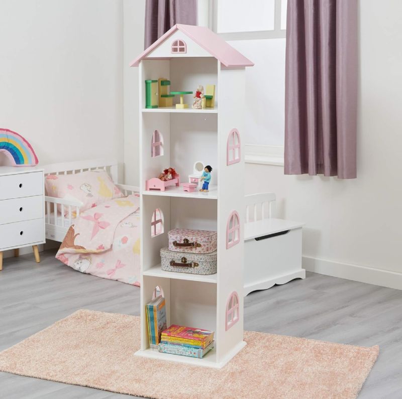 Detská knižnica domček, biela-ružová