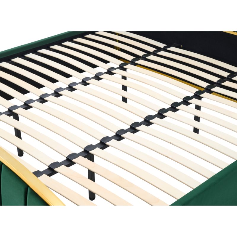 Posteľ s roštom, 180x200, zelená Velvet látka-gold chróm zlatá