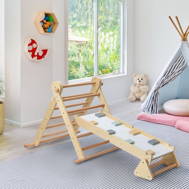 Montessori Piklerovej trojuholník 3v1, prírodná-mix farieb