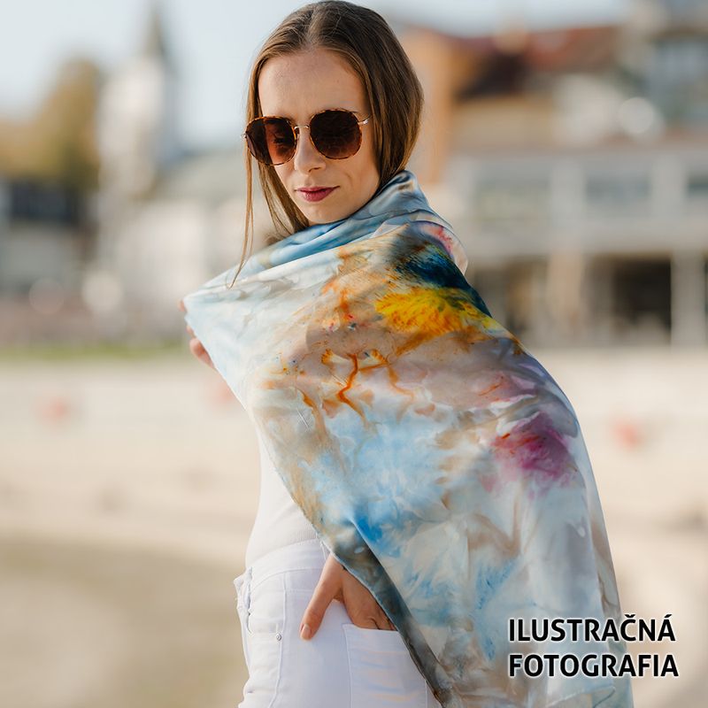 Hodvábna šatka LIMITED_259 – 90 x 90 cm, ručne vyrobená na Slovensku