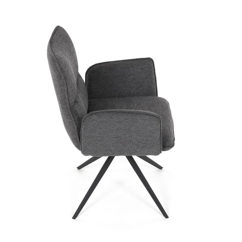 Elegantná jedálenská stolička sivá látka, 360 ° vratný mechanizmus