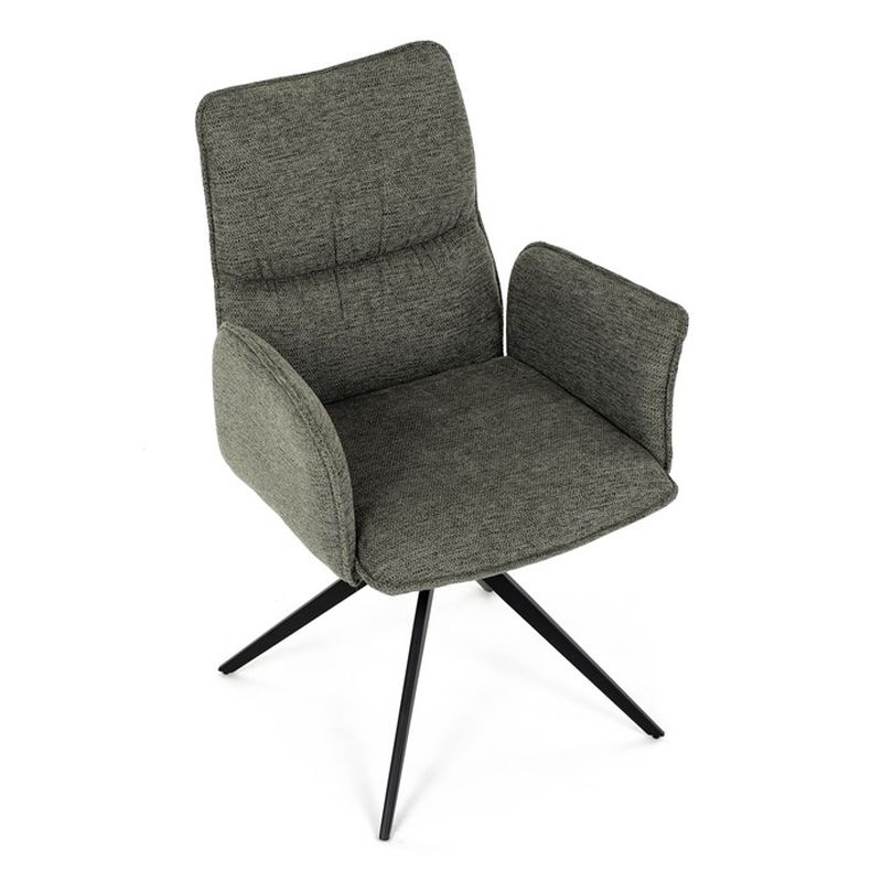 Elegantná jedálenská stolička zelená látka, 360 ° vratný mechanizmus