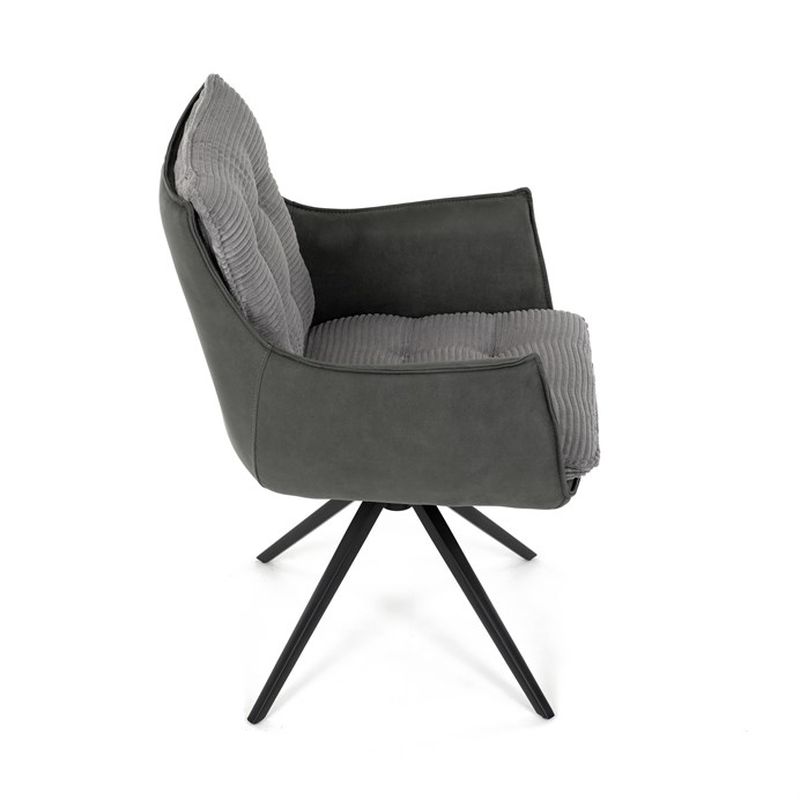 Jedálenská stolička, sivá látka s otočným vratným mechanizmom