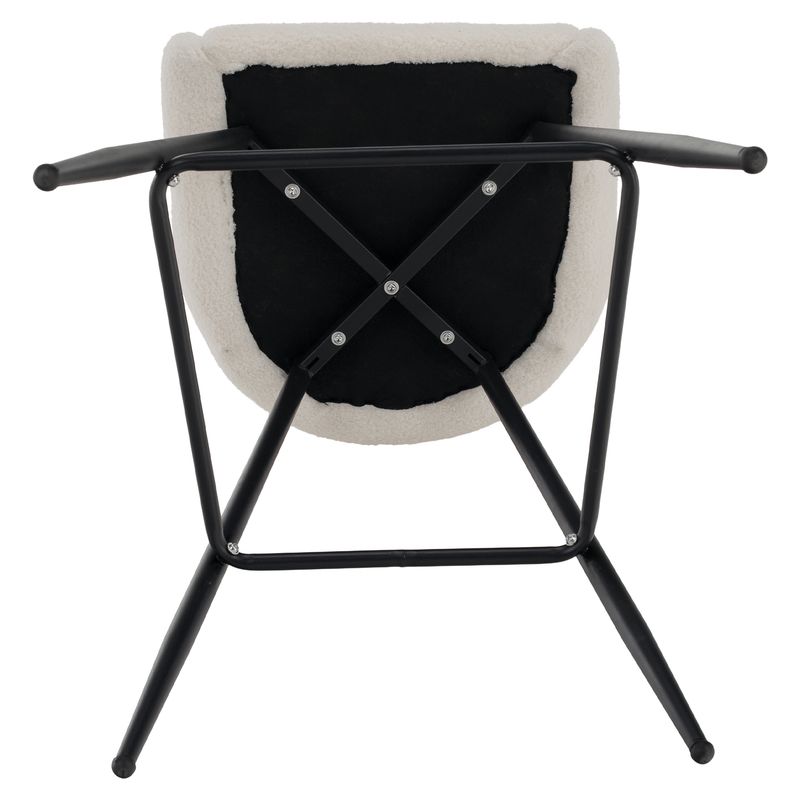 Barová stolička biela Bouclé látka -čierna