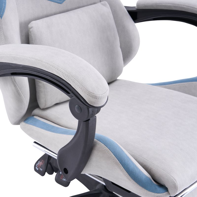 Elegantné kancelárske/herné kreslo s podnožou, sivá-modrá