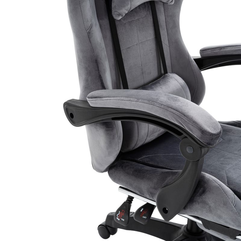 Elegantné kancelárske/herné kreslo s podnožou, sivá