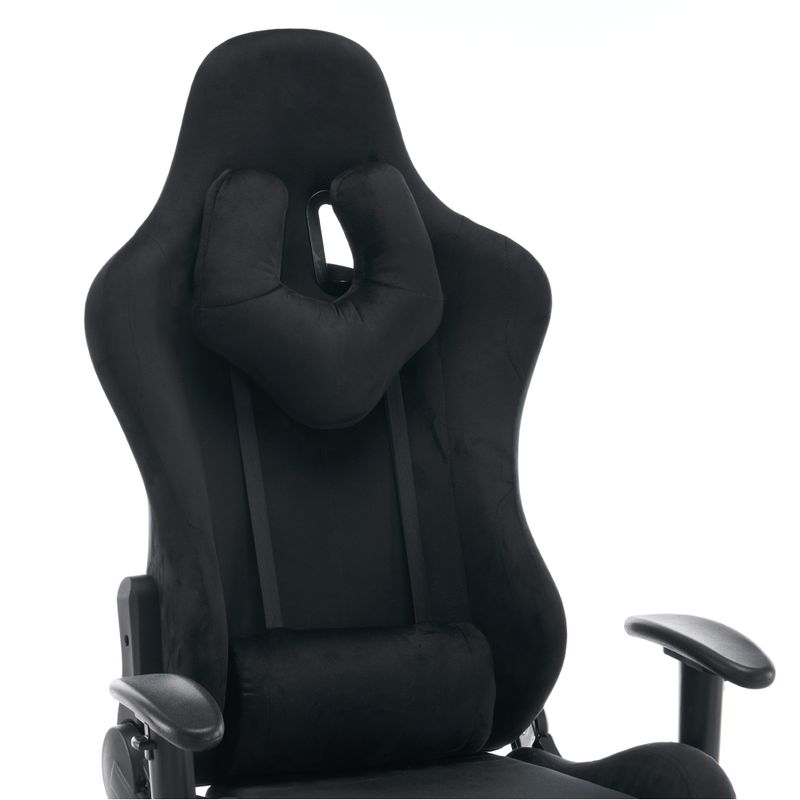 Elegantné kancelárske/herné kreslo s podnožou, čierna Velvet látka