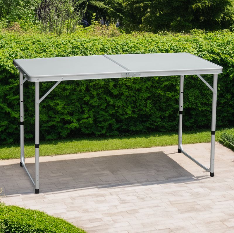 Skladací kempingový stôl 120 cm, hliník-MDF