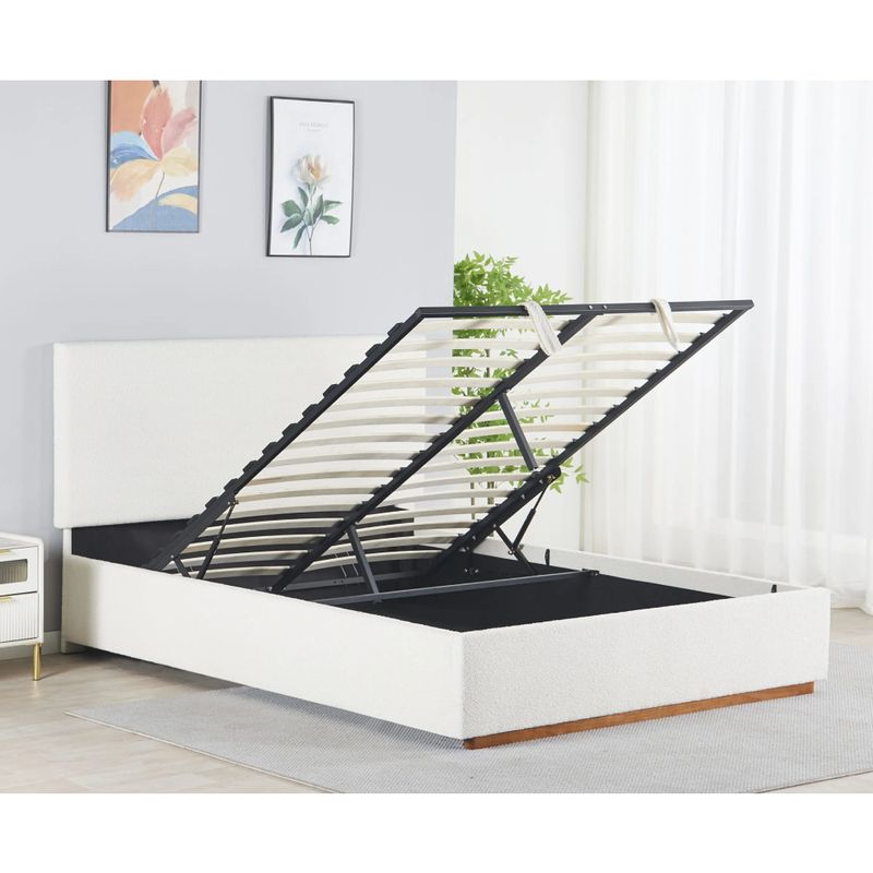 Manželská posteľ s roštom a úložným priestorom, 160x200, biela