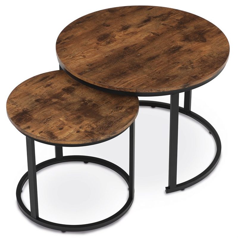 Stôl konferenčný okrúhly, set 2 ks, MDF doska, dekor staré drevo