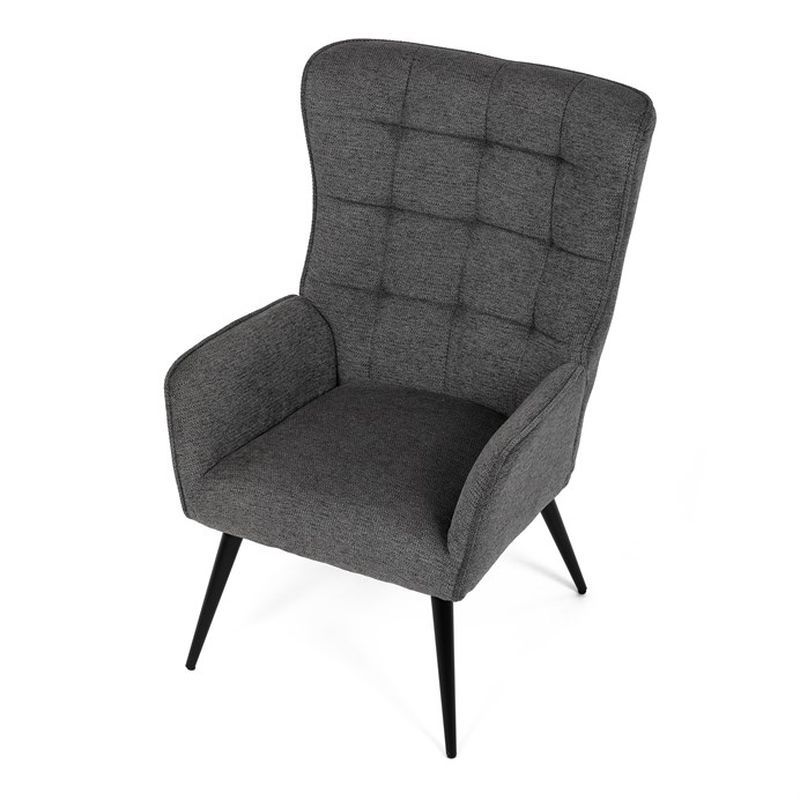 Moderné relaxačné kreslo v sivej látke