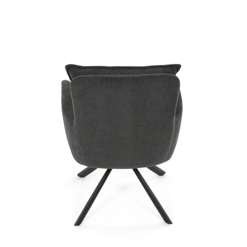 Komfortná jedálenská stolička s taštičkovými pružinami, sivá menčestrová látka