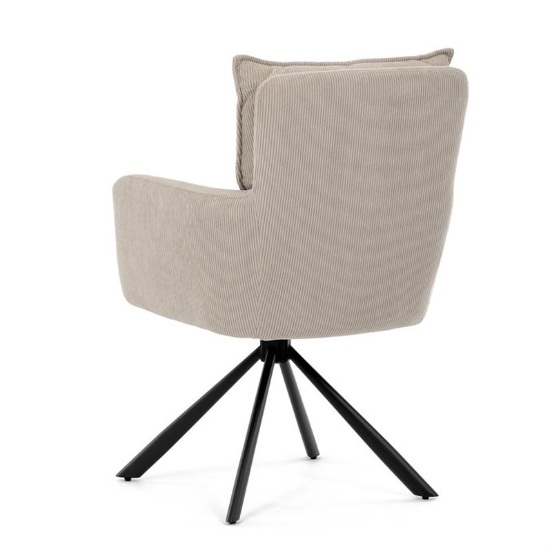 Komfortná jedálenská stolička s taštičkovými pružinami, béžová menčestrová látka