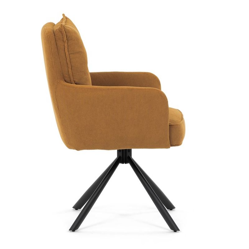 Komfortná jedálenská stolička s taštičkovými pružinami, žltá menčestrová látka