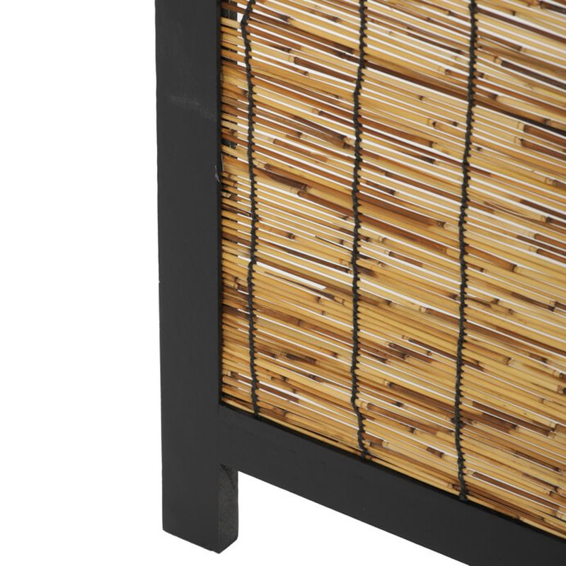 Trojdielny paraván z masívneho smrekového dreva čierny-prírodný