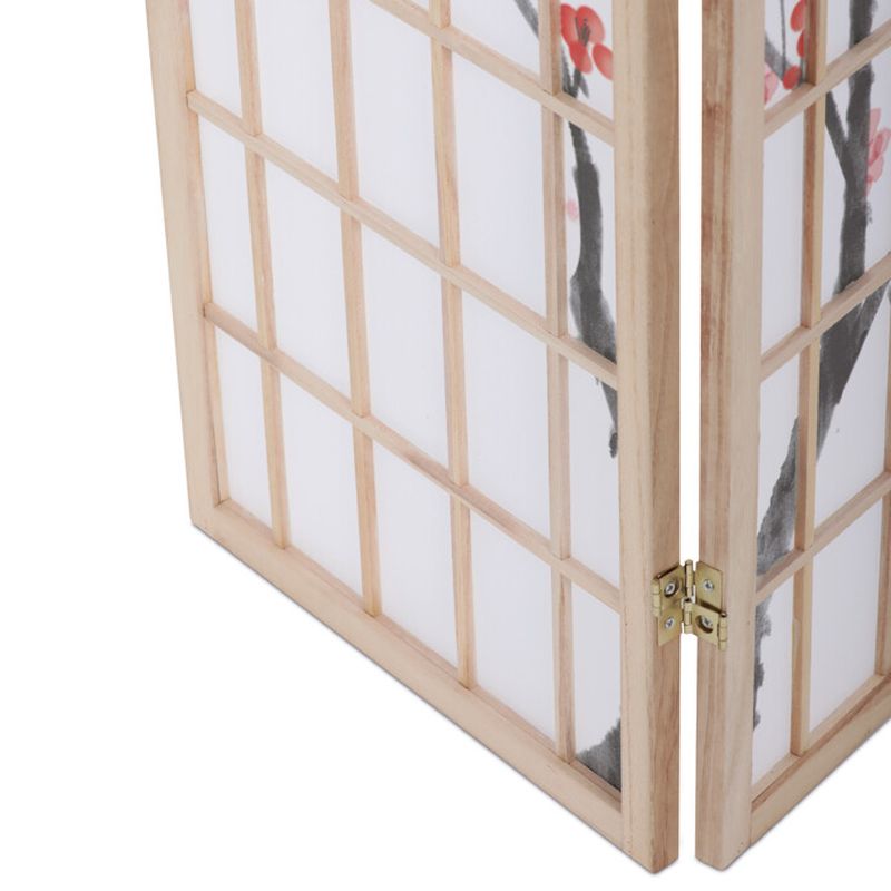 Trojpanelový paraván z masívneho smreka s dekorovanou textíliou