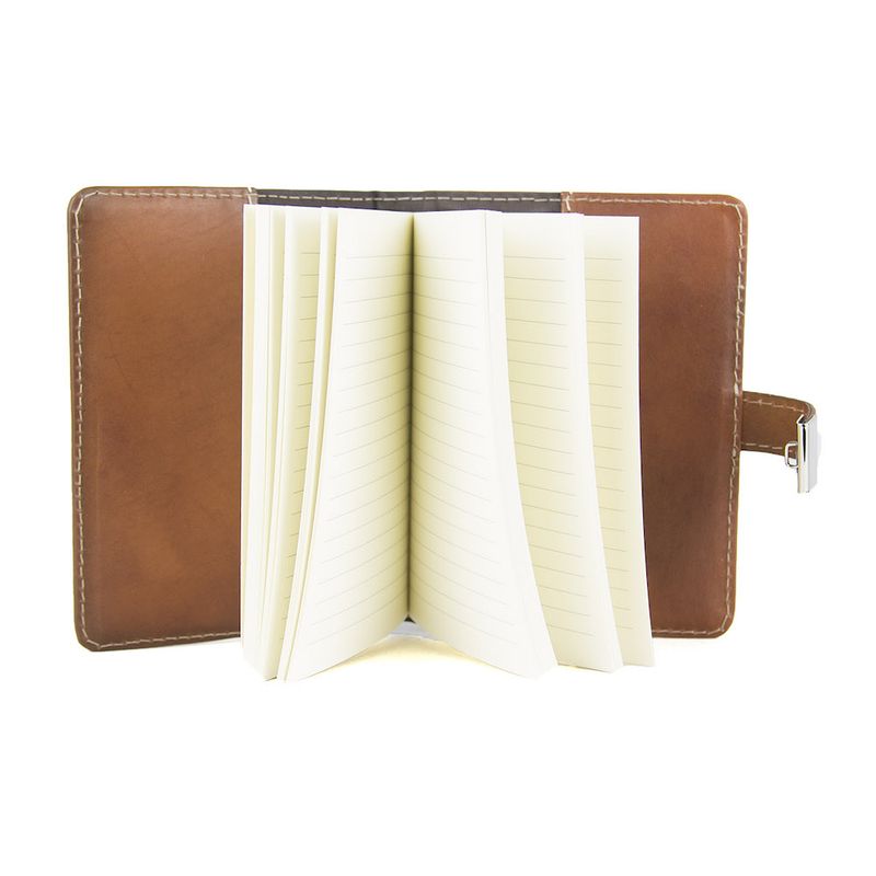 Kožený zápisník MIDDLE so zámkom, svetlo hnedý, ručne tieňovaný