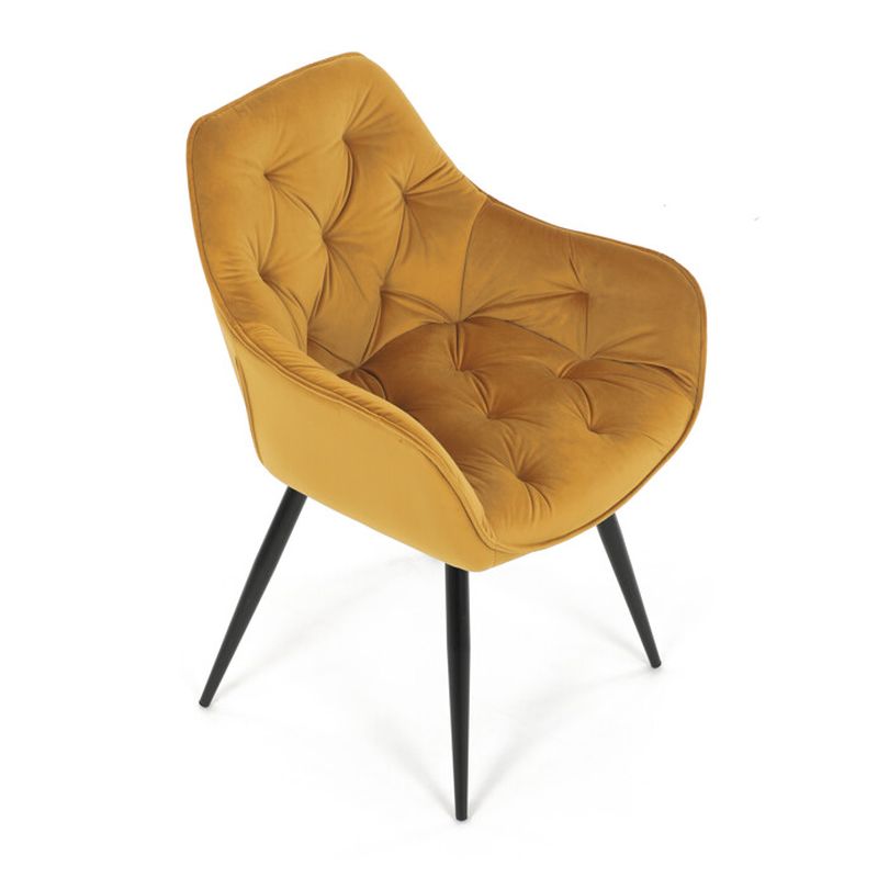 Exkluzívna stolička, žltá zamatová látka