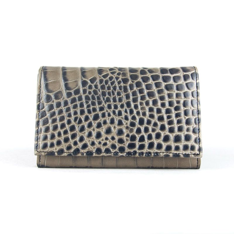 Dámska luxusná kožená peňaženka so vzorom krokodílej kože, šedá
